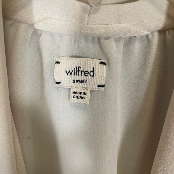 Wilfred Aritzia Sabine Faux Wrap Dress Cream V-Neck Mini Pockets LWD S - Picture 4 of 7